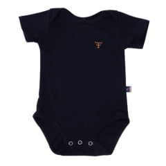 Body Infantil Texas Farm Preto Manga Curta Com Logo Laranja Pequena Ref.BM009