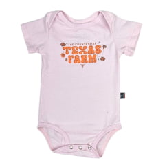 Body Infantil Texas Farm Rosa Bebê Manga Curta Com Logo Laranja Ref.BM014