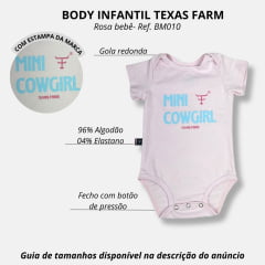 Body Infantil Texas Farm Rosa Bebê Manga Curta Mini Cowgirl Ref.BM010