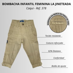 Bombacha Infantil Feminina La Jineteada C/ Elastano E C/ 3 Pregas - Caqui - REF: 378