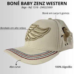 Boné Infantil Baby Zenz Beau Bege Logo Bordado E Cavalinho Ref: 1518 - ZW0225069