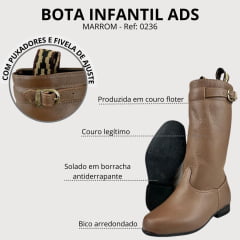 Bota Gaúcha Infantil ADS Couro Graxo Solado Amazonas Ref. 0236