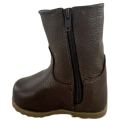 Bota Gaúcha Infantil Baby Beretta Bico Redondo Marrom Café Zíper Solado PVC Ref:070