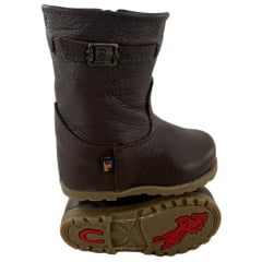 Bota Gaúcha Infantil Baby Beretta Bico Redondo Marrom Café Zíper Solado PVC Ref:070