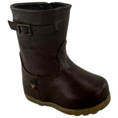 Bota Gaúcha Infantil Baby Beretta Bico Redondo Marrom Café Zíper Solado PVC Ref:070