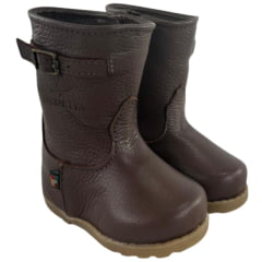Bota Gaúcha Infantil Baby Beretta Bico Redondo Marrom Café Zíper Solado PVC Ref:070