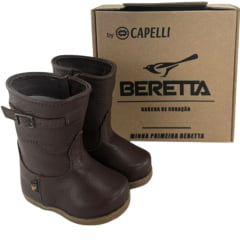 Bota Gaúcha Infantil Baby Beretta Bico Redondo Marrom Café Zíper Solado PVC Ref:070