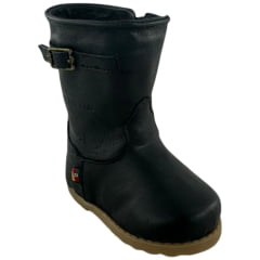 Bota Gaúcha Infantil Baby Beretta Bico Redondo Preto Zíper Solado PVC Ref:070