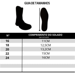 Bota Gaúcha Infantil Baby Beretta Bico Redondo Preto Zíper Solado PVC Ref:070