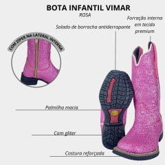 Bota Infantil Feminina Vimar Craquelê Pink Ref: 94000