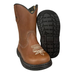 Bota Tênis Infantil Caminhos Da Roça Couro Caramelo Com Bordado Florão Creme Ref:KI60 Bota Tênis Infantil Caminhos Da Roça Couro Caramelo Com Bordado Florão Creme Ref:KI60