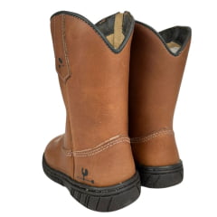 Bota Tênis Infantil Caminhos Da Roça Couro Caramelo Com Bordado Florão Creme Ref:KI60
