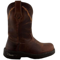Bota Tênis Infantil Classic Bico Redondo Com Zíper Couro TNB Crazy Amendôa - REF:2909