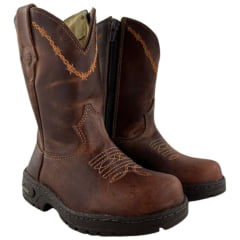 Bota Tênis Infantil Classic Bico Redondo Com Zíper Couro TNB Crazy Amendôa - REF:2909