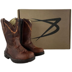 Bota Tênis Infantil Classic Bico Redondo Com Zíper Couro TNB Crazy Amendôa - REF:2909