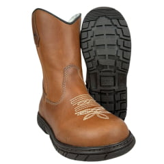 Bota Tênis Juvenil Caminhos Da Roça Couro Caramelo Com Bordado Florão Creme Ref:KJ62 Bota Tênis Juvenil Caminhos Da Roça Couro Caramelo Com Bordado Florão Creme Ref:KJ62