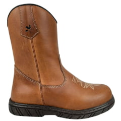 Bota Tênis Juvenil Caminhos Da Roça Couro Caramelo Com Bordado Florão Creme Ref:KJ62