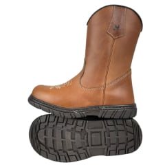 Bota Tênis Juvenil Caminhos Da Roça Couro Caramelo Com Bordado Florão Creme Ref:KJ62
