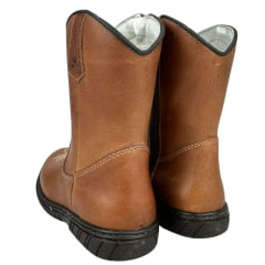 Bota Tênis Juvenil Caminhos Da Roça Couro Caramelo Com Bordado Florão Creme Ref:KJ62