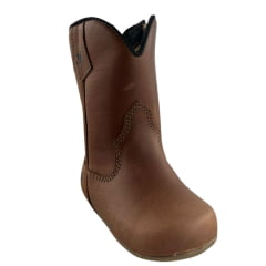 Bota Texana Baby Caminhos Da Roça Couro Fóssil Caramelo Liso Com Zíper Ref:KB02-5