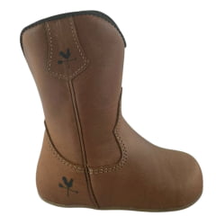 Bota Texana Baby Caminhos Da Roça Couro Fóssil Caramelo Liso Com Zíper Ref:KB02-5