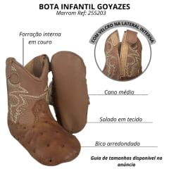 Bota Texana Baby Goyazes Couro De Avestruz Whysky Cor Marrom Ref:255203