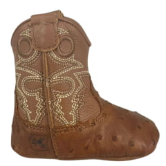 Bota Texana Baby Goyazes Couro De Avestruz Whysky Cor Marrom Ref:255203