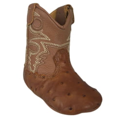 Bota Texana Baby Goyazes Couro De Avestruz Whysky Cor Marrom Ref:255203
