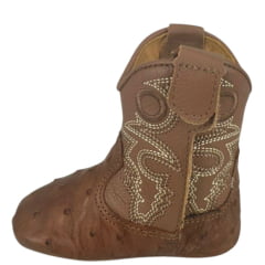 Bota Texana Baby Goyazes Couro De Avestruz Whysky Cor Marrom Ref:255203