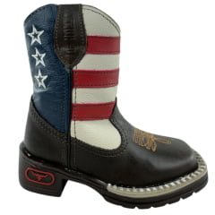 Bota Texana Infantil Achete Marrom Escuro Cano USA