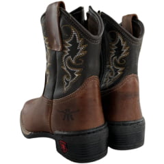 Bota Texana Infantil Aragoni Bico Quadrado Fóssil Sella Café Sola PVC Poney REF:A006
