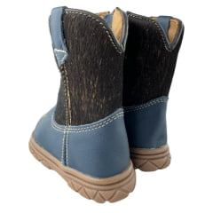 Bota Texana Infantil Bebê Moiadeiros Couro Napa Azul Marinho Cano Pelo REF: 63B