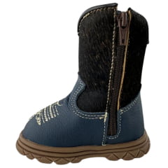 Bota Texana Infantil Bebê Moiadeiros Couro Napa Azul Marinho Cano Pelo REF: 63B