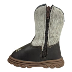 Bota Texana Infantil Bebê Moiadeiros Couro Napa Café Cano Pelo Cores Variadas Sola Baby - REF: 66B