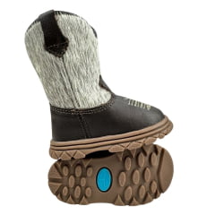 Bota Texana Infantil Bebê Moiadeiros Couro Napa Café Cano Pelo Cores Variadas Sola Baby - REF: 66B