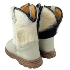 Bota Texana Infantil Bebê Moiadeiros Couro Napa Flay Off White Cano Pelo REF: 69B
