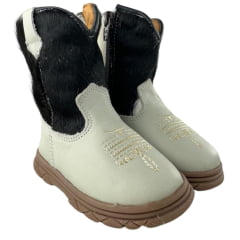 Bota Texana Infantil Bebê Moiadeiros Couro Napa Flay Off White Cano Pelo REF: 69B