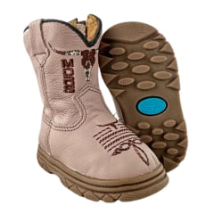 Bota Texana Infantil Bebê Moiadeiros Couro Napa Flex Rosa Nude- REF: 57B