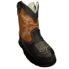 Bota Texana Infantil Big Bull Boots Couro Café/Caramelo Com Zíper Ref:39B