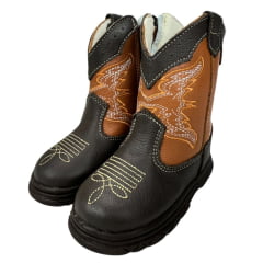 Bota Texana Infantil Big Bull Boots Couro Café/Caramelo Com Zíper Ref:39B