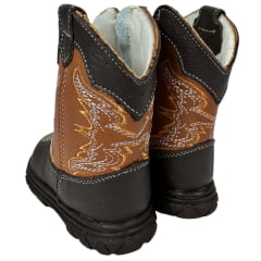 Bota Texana Infantil Big Bull Boots Couro Café/Caramelo Com Zíper Ref:39B