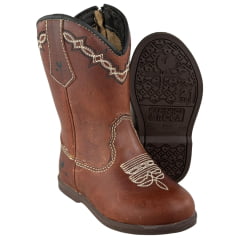 Bota Texana Infantil Caminhos Da Roça Bico Redondo Fóssil Cela Ref:Cl87