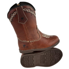 Bota Texana Infantil Caminhos Da Roça Bico Redondo Fóssil Cela Ref:Cl87