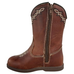 Bota Texana Infantil Caminhos Da Roça Bico Redondo Fóssil Cela Ref:Cl87