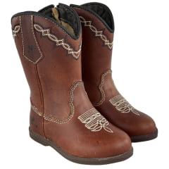 Bota Texana Infantil Caminhos Da Roça Bico Redondo Fóssil Cela Ref:Cl87