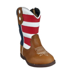 Bota Texana Infantil Caminhos Da Roça Couro Caramelo/Marinho Cano EUA Ref:KI44