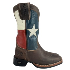 Bota Texana Infantil Durango Bico Quadrado Couro Marrom K2100 Med Dog Cano Estrela Ref:12K21002184 G2P