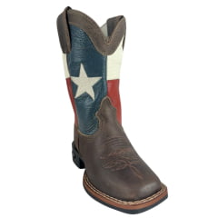 Bota Texana Infantil Durango Bico Quadrado Couro Marrom K2100 Med Dog Cano Estrela Ref:12K21002184 G2P