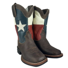 Bota Texana Infantil Durango Bico Quadrado Couro Marrom K2100 Med Dog Cano Estrela Ref:12K21002184 G2P