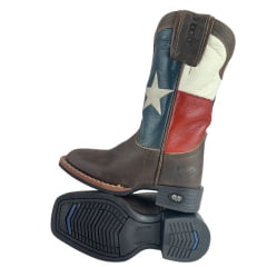 Bota Texana Infantil Durango Bico Quadrado Couro Marrom K2100 Med Dog Cano Estrela Ref:12K21002184 G2P